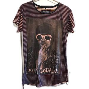 House of the Gods Nirvana Kurt Cobain Tee Women M Peach Stripe Band Y2K NWT